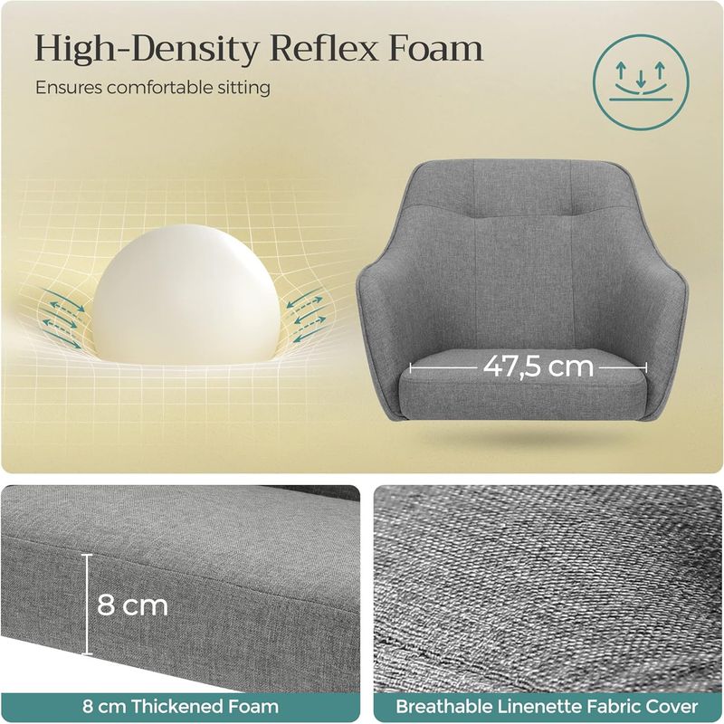 Casa si Gradina - Mobilier - Scaune si fotolii - Scaune - Scaun de birou ergonomic, inaltime reglabila, 65x69x(83-93) cm, gri - Infinity.ro