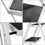 Casa si Gradina - Constructii - Scari si accesorii interioare - Scari aluminiu/ otel - Scara pliabila cu 2 trepte, cauciuc antiderapant, sarcina 150 kg, otel, 45x55x82cm, alb si negru - Infinity.ro