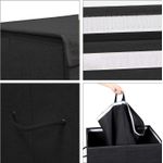 Market - Spalare si intretinere rufe - Uscatoare de rufe si accesorii - Cos de rufe textil, pliabil, 2 compartimente, saci detasabili, 142L, 60x36x66cm, negru - Infinity.ro