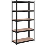Casa si Gradina - Mobilier - Biblioteci si rafturi - Rafturi - Raft de depozitare metalic, cu rafturi din MDF, 5 polite, max. 875 kg, 180x90x40cm, negru - Infinity.ro