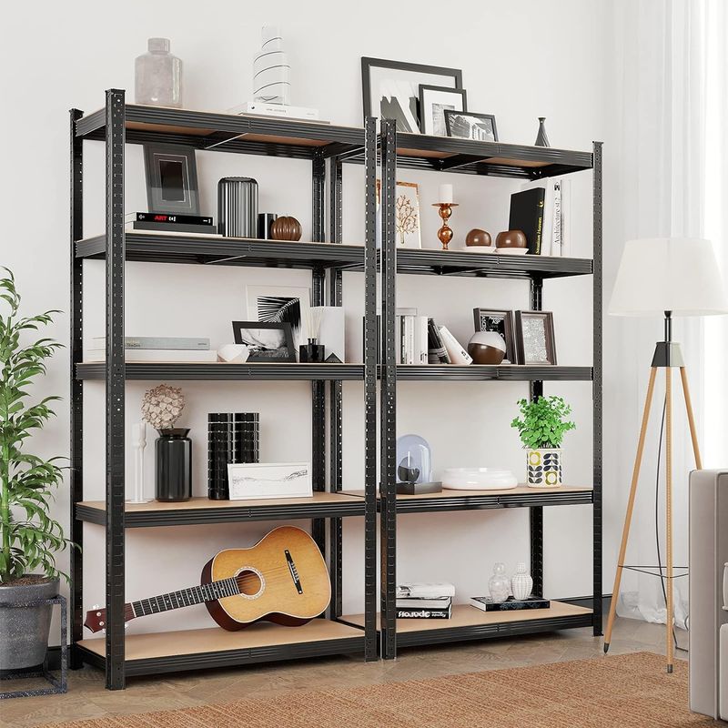 Casa si Gradina - Mobilier - Biblioteci si rafturi - Rafturi - Raft de depozitare metalic, cu rafturi din MDF, 5 polite, max. 875 kg, 180x90x40cm, negru - Infinity.ro