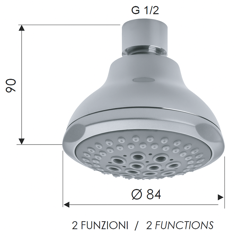 Casa si Gradina - Sanitare - Lavoar baie si accesorii - Accesorii baterii sanitare - Cap de dus Remer Rubinetterie 355FOX, 2 functii, sistem anticalcar, articulatie sferica, finisaj crom lucios - Infinity.ro