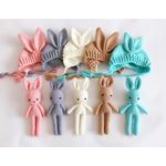 Fashion, accesorii si bijuterii - Copii - Accesorii copii - Caciuli si palarii copii - Set de caciulita cu iepuras pentru nou-nascut drool (culoare: roz inchis) - Infinity.ro