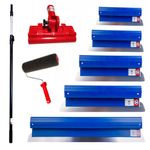 Casa si Gradina - Constructii - Vopsea si tencuieli - Unelte de vopsit si tencuit - Set 5 gletiere profesionale, inox, 25, 40, 60, 80, 100 cm, suport, maner telescopic 1.2-2.2 m, rola gletuit, ergolite - Infinity.ro