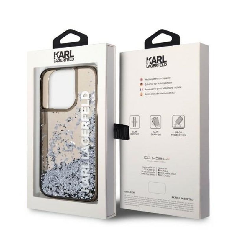 Laptop, Telefoane si Tablete - Telefoane mobile si accesorii - Accesorii Telefoane - Huse telefoane - Husa pentru iPhone 14 Pro - Karl Lagerfeld Hardcase Liquid Glitter (KLHCP14LLCKVK) - Elong - Infinity.ro