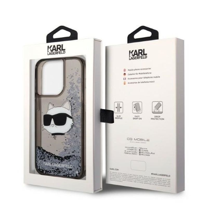 Laptop, Telefoane si Tablete - Telefoane mobile si accesorii - Accesorii Telefoane - Huse telefoane - Husa pentru iPhone 14 Pro - Karl Lagerfeld Hardcase Glitter (KLHCP14LLNCHCK) - Choupette Head - Infinity.ro
