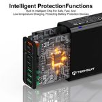 Laptop, Telefoane si Tablete - Telefoane mobile si accesorii - Accesorii Telefoane - Incarcatoare telefoane - Incarcator Priza 4 x USB, 4 X Type-C, Fast Charging, 65W - Techsuit (CHPD224) - Black - Infinity.ro