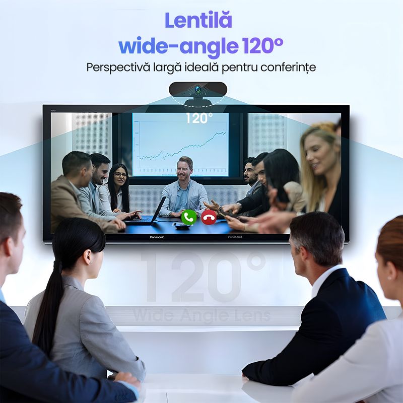 PC, gaming si accesorii - Periferice PC - Camere Web - Camera Web Full HD 1080P 30fps Auto-Focus Microfon Reducere Zgomot, Unghi 120°, Rotatie 360°, HDR, USB, Trepied - Infinity.ro