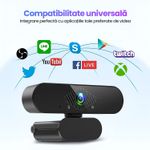 PC, gaming si accesorii - Periferice PC - Camere Web - Camera Web Full HD 1080P 30fps Auto-Focus Microfon Reducere Zgomot, Unghi 120°, Rotatie 360°, HDR, USB, Trepied - Infinity.ro