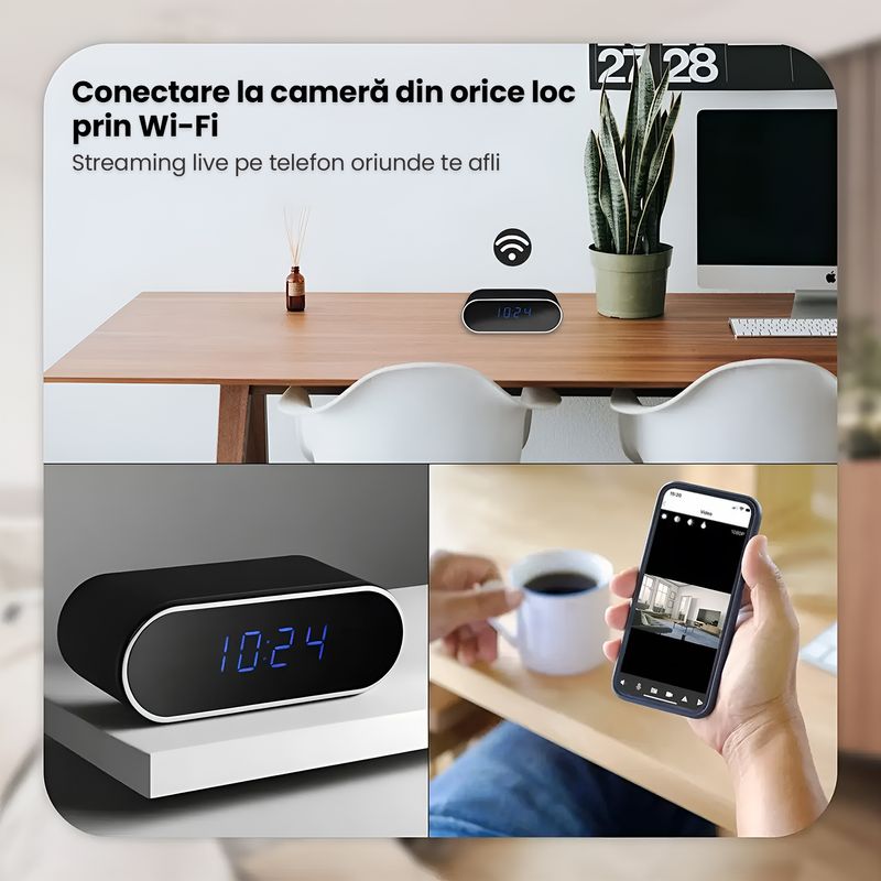 Laptop, Telefoane si Tablete - Wearables si gadgeturi - Gadgeturi - Dispozitive spionaj - Camera Spion Ceas WiFi 1080P Full HD, Vedere Nocturna, Detectare Miscare, Alerte Telefon, Audio Video - Infinity.ro