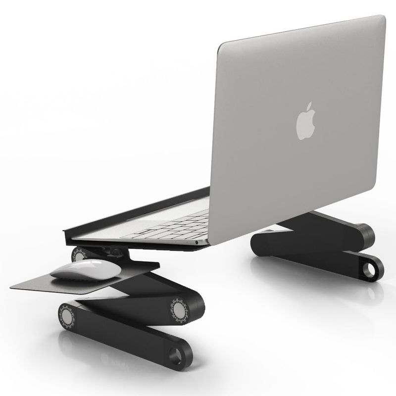 Laptop, Telefoane si Tablete - Laptopuri si accesorii - Accesorii Laptop - Standuri/Coolere notebook - Stand Masa Laptop Reglabila 42cm Aluminiu 2 Ventilatoare, Ergonomic 7-17" Multi-Unghi 360°, Mouse Pad, Pliabil - Infinity.ro