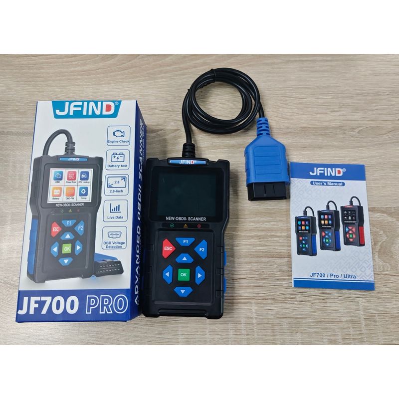 Auto si Moto - Reparatii si depanare - Scule auto - Testere si multimetre - Tester auto JFIND JF700 Pro OBD2 Scanner – Diagnostic complet motor, baterie si senzori, 12V, ecran color - Infinity.ro