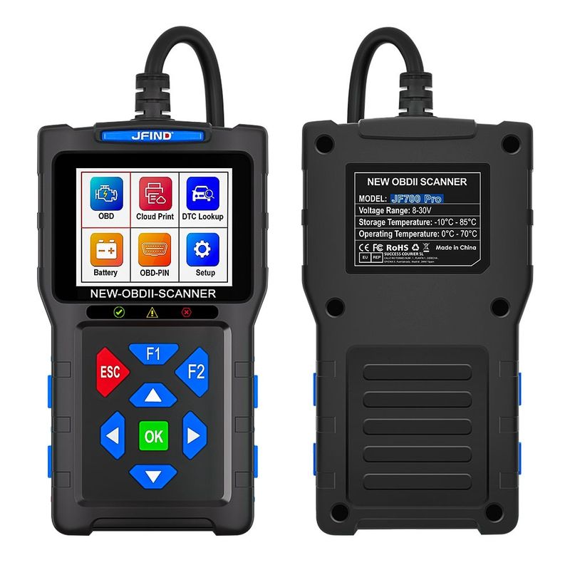 Auto si Moto - Reparatii si depanare - Scule auto - Testere si multimetre - Tester auto JFIND JF700 Pro OBD2 Scanner – Diagnostic complet motor, baterie si senzori, 12V, ecran color - Infinity.ro