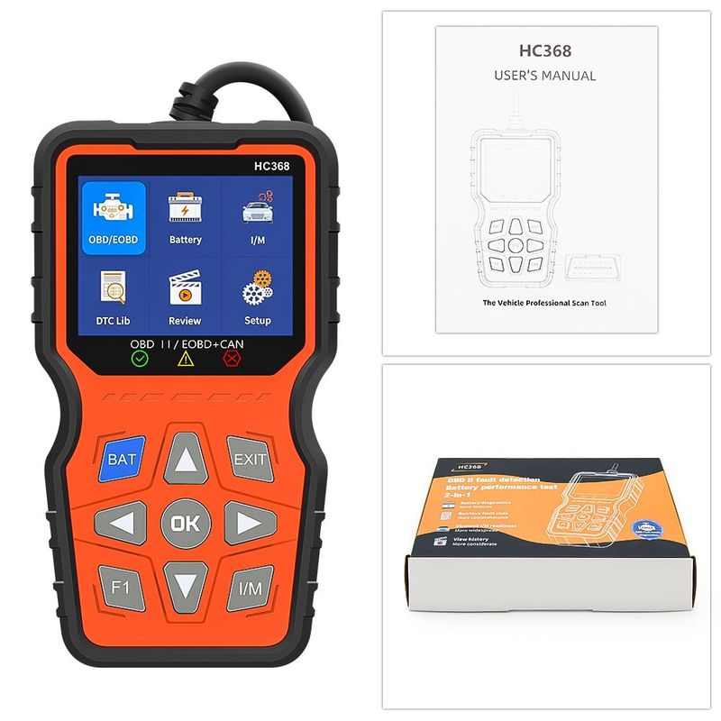 Auto si Moto - Reparatii si depanare - Scule auto - Testere si multimetre - Tester diagnoza auto Techstar HC368 OBD2 EOBD CAN, display 2.8, Live Data, IM Readiness, Test baterie, 50000+ coduri DTC - Infinity.ro