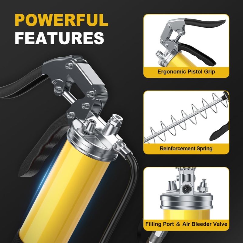 Auto si Moto - Reparatii si depanare - Scule auto - Scule si truse auto - Pistol gresare 8000 PSI pentru niplu de gresare Techstar®, actionare cu o singura mana, ax heavy duty, cap pistol gres - Infinity.ro