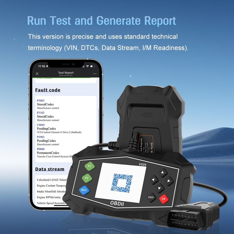 Auto si Moto - Reparatii si depanare - Sisteme de diagnoza - Tester Diagnoza Auto OBD2 Techstar V529 cu Ecran Color – Citire/Sterge Coduri, Live Data, IM Readiness, Mode 6 & Test - Infinity.ro