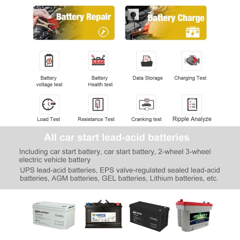 Auto si Moto - Reparatii si depanare - Scule auto - Testere si multimetre - Tester incarcare si reparare baterii auto KONNWEI KW520 – Tester baterie 12V/24V cu functie de incarcare 10A/5A - Infinity.ro