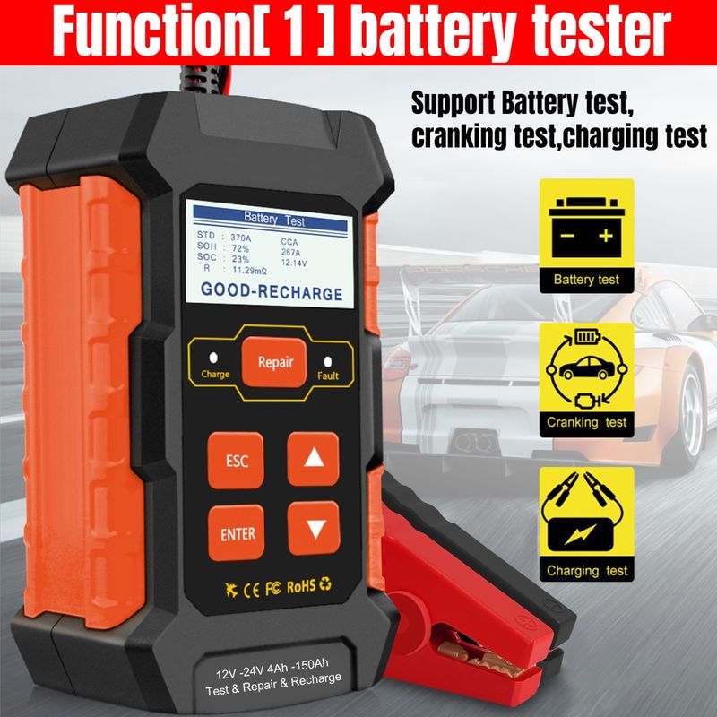 Auto si Moto - Reparatii si depanare - Scule auto - Testere si multimetre - Tester incarcare si reparare baterii auto KONNWEI KW520 – Tester baterie 12V/24V cu functie de incarcare 10A/5A - Infinity.ro