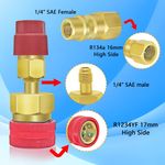 Auto si Moto - Reparatii si depanare - Scule auto - Scule si truse auto - Adaptor rapid R1234yf la R134a Techstar, set 2 cuple AC auto High Low Side 1/4 SAE pentru incarcare freon si service - Infinity.ro