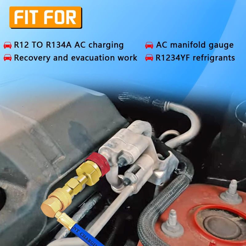 Auto si Moto - Reparatii si depanare - Scule auto - Scule si truse auto - Adaptor rapid R1234yf la R134a Techstar, set 2 cuple AC auto High Low Side 1/4 SAE pentru incarcare freon si service - Infinity.ro