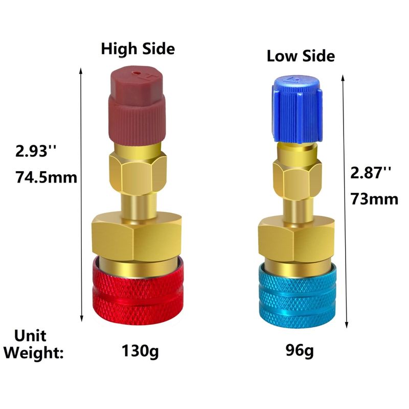 Auto si Moto - Reparatii si depanare - Scule auto - Scule si truse auto - Adaptor rapid R1234yf la R134a Techstar, set 2 cuple AC auto High Low Side 1/4 SAE pentru incarcare freon si service - Infinity.ro