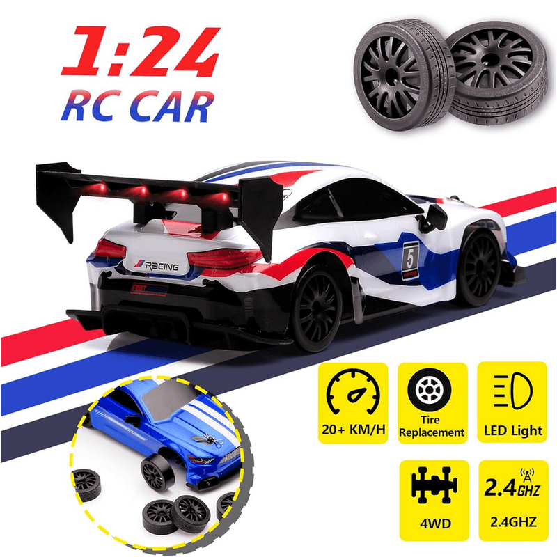 Jucarii, Copii si Bebe - Jucarii si jocuri - Vehicule si jucarii cu telecomanda - Masinute - Masina Drift High Speed, lumini LED, 2 seturi de Anvelope, pentru Copii +8 ani si Adulti , acumulator inclus 26x13x12cm - Infinity.ro