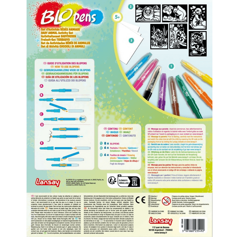 Jucarii, Copii si Bebe - Jucarii si jocuri - Jucarii & jocuri educative - Jocuri si jucarii educative - Set 6 Carioci de suflat Blopens Magic, 6 sabloane, Multicolor - Infinity.ro