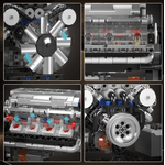 Jucarii, Copii si Bebe - Jucarii si jocuri - Vehicule si jucarii cu telecomanda - Motociclete de jucarie - Motor Clasic V8,  Kit STEM cu Design si Functii Reale, 552 pcs, functie baterii, Adulti si  Copii + 14 ani - Infinity.ro