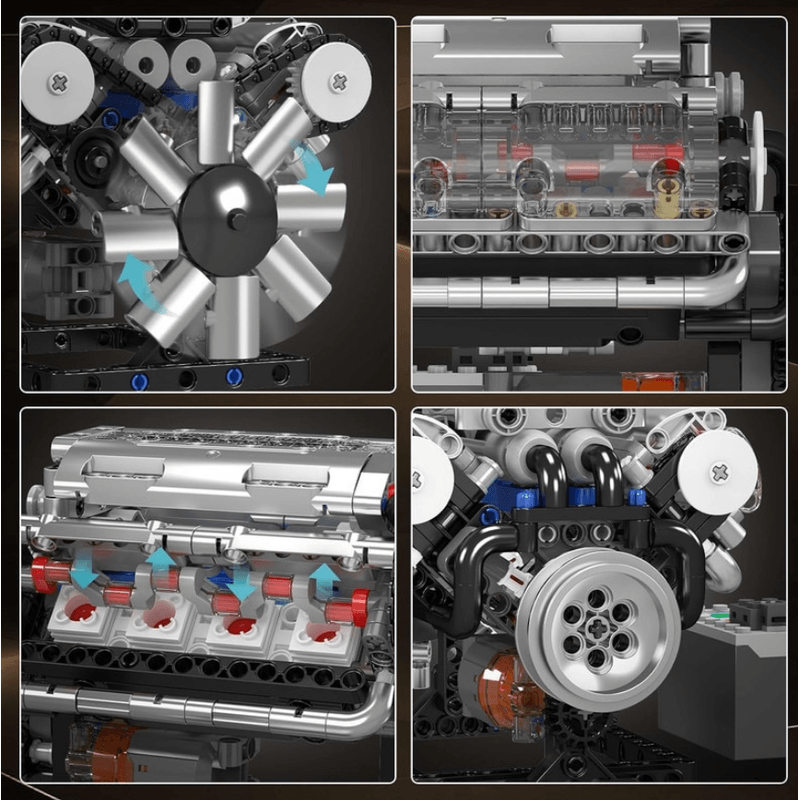 Jucarii, Copii si Bebe - Jucarii si jocuri - Vehicule si jucarii cu telecomanda - Motociclete de jucarie - Motor Clasic V8,  Kit STEM cu Design si Functii Reale, 552 pcs, functie baterii, Adulti si  Copii + 14 ani - Infinity.ro