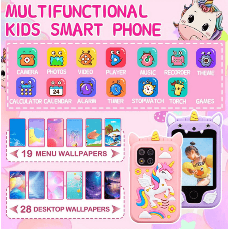 Jucarii, Copii si Bebe - Jucarii si jocuri - Jucarii & jocuri educative - Jucarii interactive - Telefon inteligent de jucarie cu ecran tactil pentru copii, muzica, camera, jocuri si functii educationale, 3 + ani - Infinity.ro