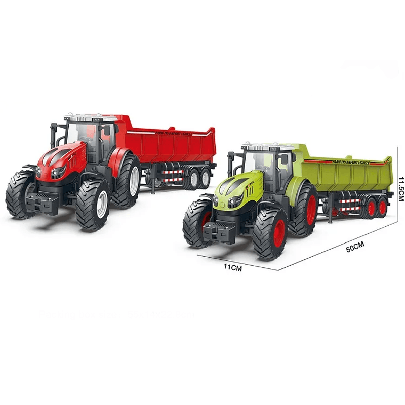 Jucarii, Copii si Bebe - Jucarii si jocuri - Vehicule si jucarii cu telecomanda - Utilaje constructie de jucarie - Tractor cu Remorca 50cm, Lumini si Sunete realistice, Jucarie Interactiva pentru Micii Fermieri, 3ani+ - Infinity.ro