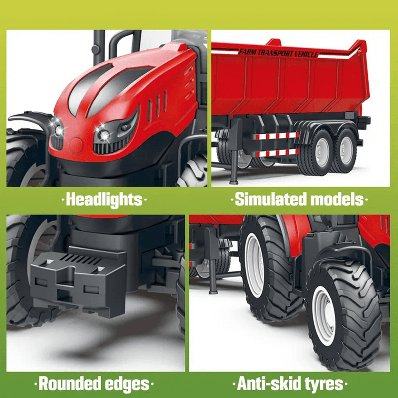 Jucarii, Copii si Bebe - Jucarii si jocuri - Vehicule si jucarii cu telecomanda - Utilaje constructie de jucarie - Tractor cu Remorca 50cm, Lumini si Sunete realistice, Jucarie Interactiva pentru Micii Fermieri, 3ani+ - Infinity.ro