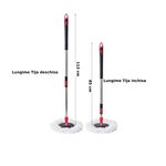 Market - Curatenie si intretinere casa - Produse menaj - Maturi si farase - Set galeata cu storcator si mop rotativ PAA-home®, coada mop metal telescopia 360 grade rotatie, mop, cos stoarcere detasabil, orificiu scurgere apa si 2 lavete microfibra rotunde, culoare negru rosu - Infinity.ro