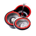 Market - Curatenie si intretinere casa - Produse menaj - Maturi si farase - Set galeata cu storcator si mop rotativ PAA-home®, coada mop metal telescopia 360 grade rotatie, mop, cos stoarcere detasabil, orificiu scurgere apa si 2 lavete microfibra rotunde, culoare negru rosu - Infinity.ro