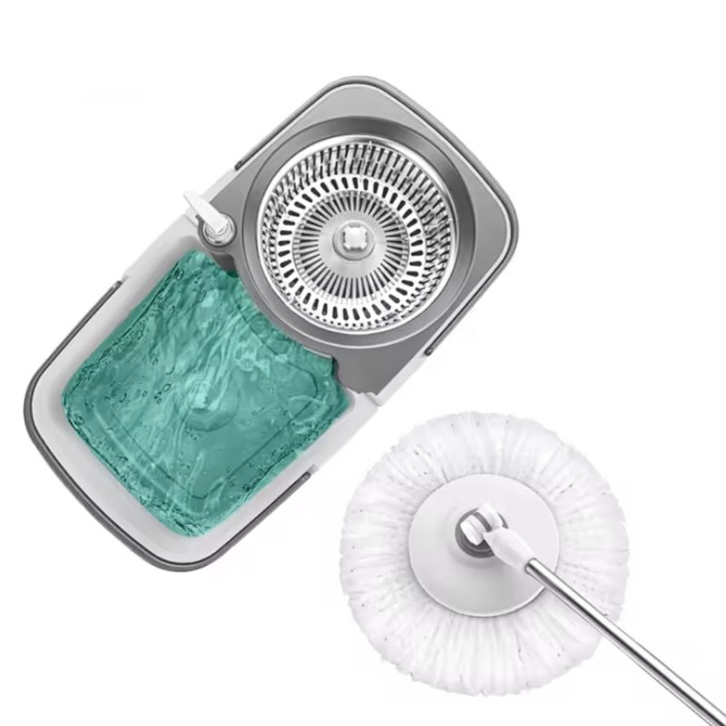 Market - Curatenie si intretinere casa - Produse menaj - Maturi si farase - Set galeata cu 2 cuve separabile si mop rotativ PAA-home, 2 rezerve mop rotunde, culoare gri - Infinity.ro