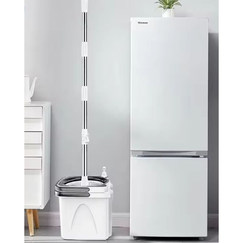 Market - Curatenie si intretinere casa - Produse menaj - Maturi si farase - Set galeata cu 2 cuve separabile si mop rotativ PAA-home, coada mop metal telescopica, 360 grade rotatie mop, cos stoarcere inox, recipient detergent, 2 rezerve mop rotunde, culoare gri - Infinity.ro