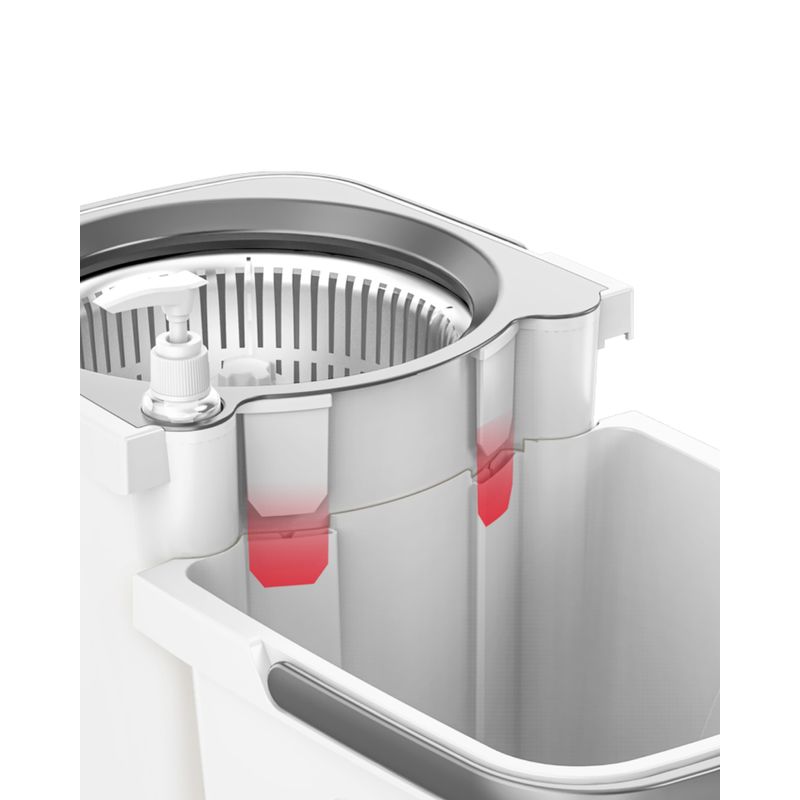 Market - Curatenie si intretinere casa - Produse menaj - Maturi si farase - Set galeata cu 2 cuve separabile si mop rotativ PAA-home, coada mop metal telescopica, 360 grade rotatie mop, cos stoarcere inox, recipient detergent, 2 rezerve mop rotunde, culoare gri - Infinity.ro