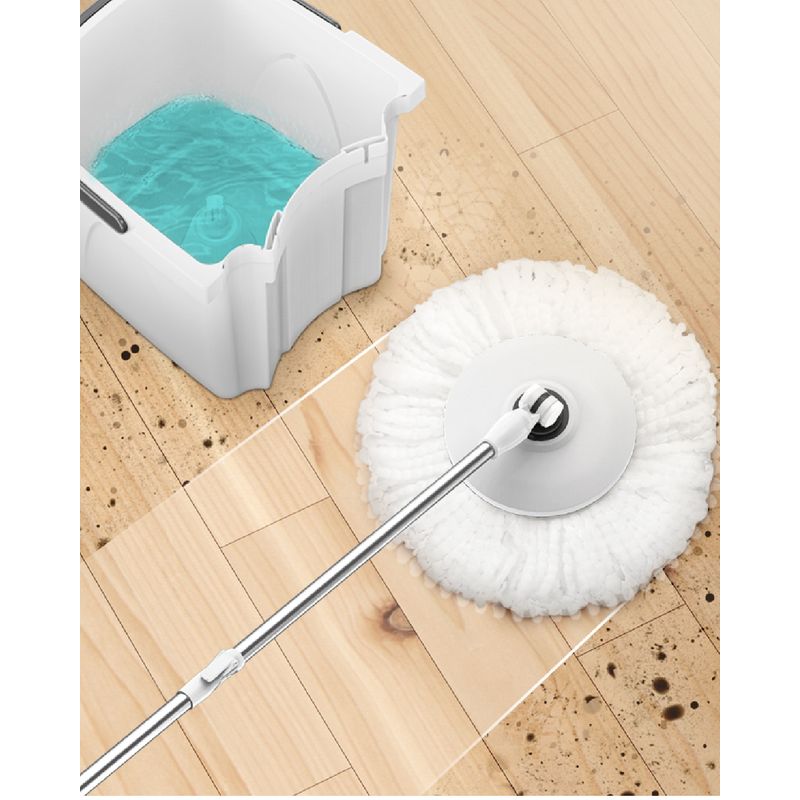 Market - Curatenie si intretinere casa - Produse menaj - Maturi si farase - Set galeata cu 2 cuve separabile si mop rotativ PAA-home, 2 rezerve mop rotunde, culoare gri - Infinity.ro
