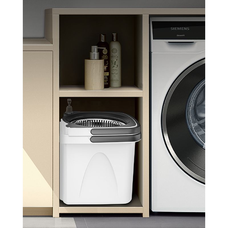 Market - Curatenie si intretinere casa - Produse menaj - Maturi si farase - Set galeata cu 2 cuve separabile si mop rotativ PAA-home, coada mop metal telescopica, 360 grade rotatie mop, cos stoarcere inox, recipient detergent, 2 rezerve mop rotunde, culoare gri - Infinity.ro