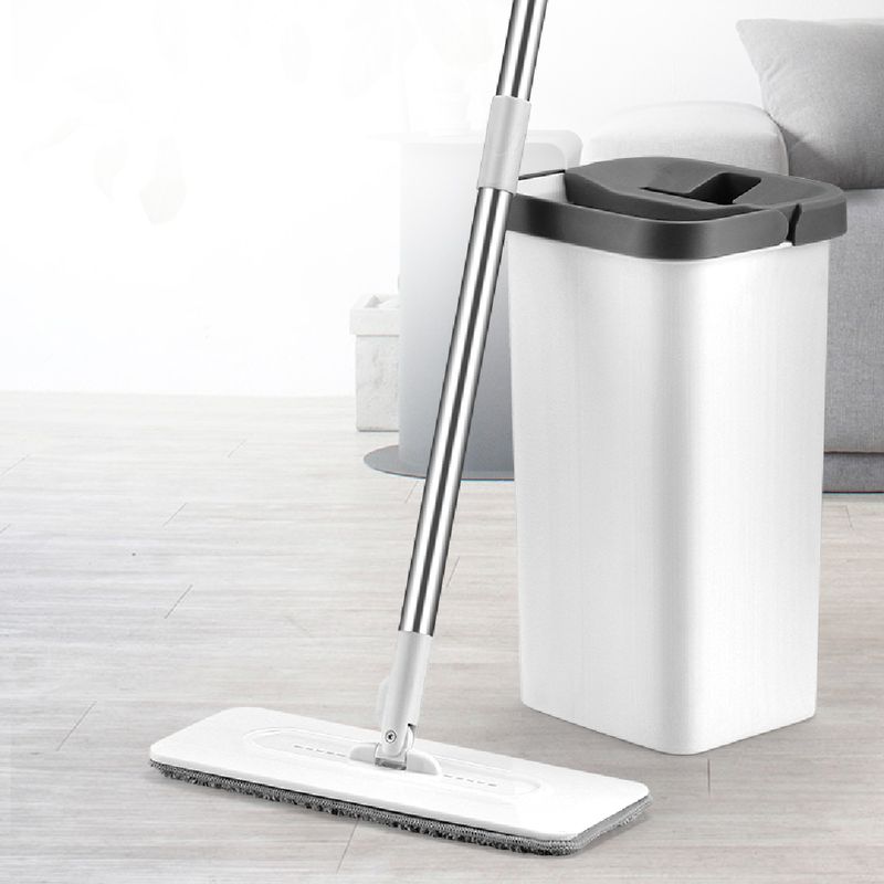 Market - Curatenie si intretinere casa - Produse menaj - Maturi si farase - Set mop cu galeata PAA-home®, mop plat din microfibra, cuve spalare si uscare, 2 lavete, 3.2 L, alb - Infinity.ro