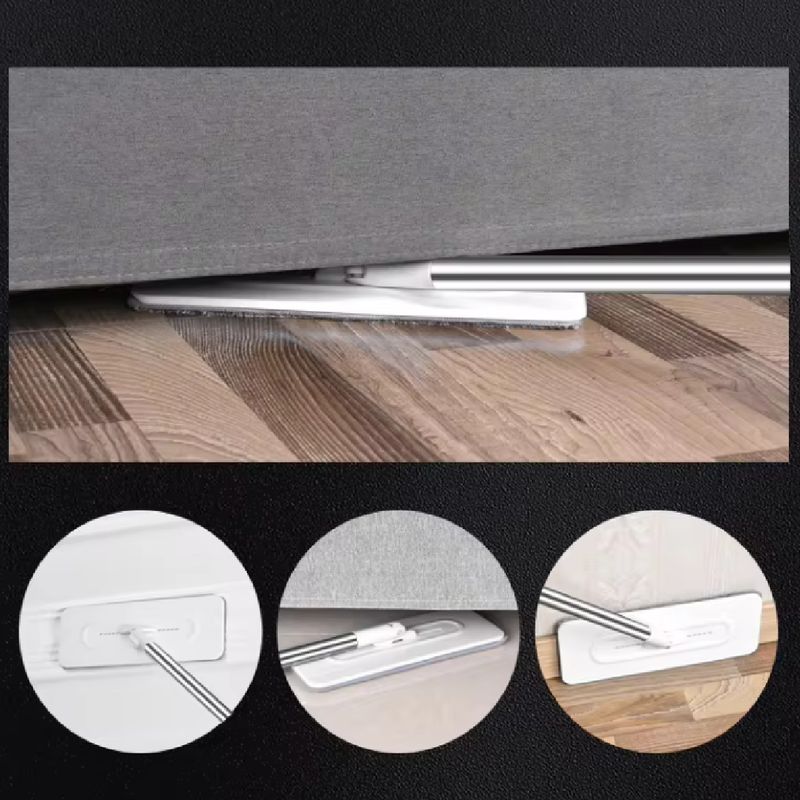 Market - Curatenie si intretinere casa - Produse menaj - Maturi si farase - Set mop cu galeata PAA-home®, mop plat din microfibra, cuve spalare si uscare, 2 lavete, 3.2 L, alb - Infinity.ro