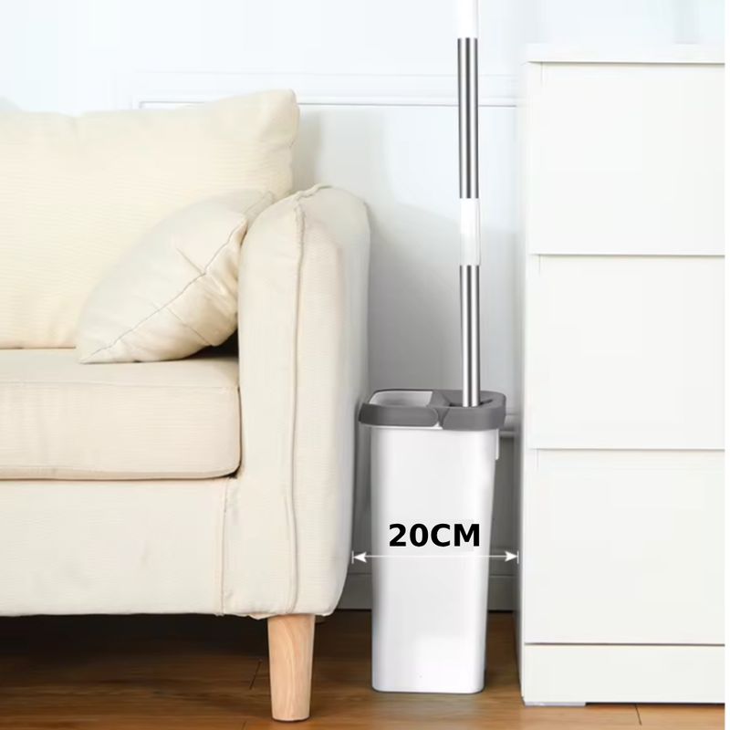 Market - Curatenie si intretinere casa - Produse menaj - Maturi si farase - Set mop cu galeata PAA-home®, mop plat din microfibra, cuve spalare si uscare, 2 lavete, 3.2 L, alb - Infinity.ro