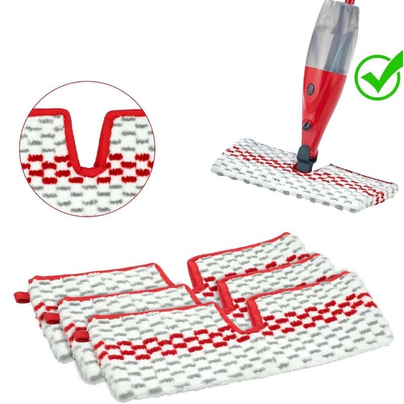 Market - Curatenie si intretinere casa - Produse menaj - Accesorii curatenie - Set 3 rezerve mop PAA-home, compatibile cu Vileda 1-2 Spray Max Mop Refill si O-cedar ProMist Max microfibra culoare rosu cu alb - Infinity.ro
