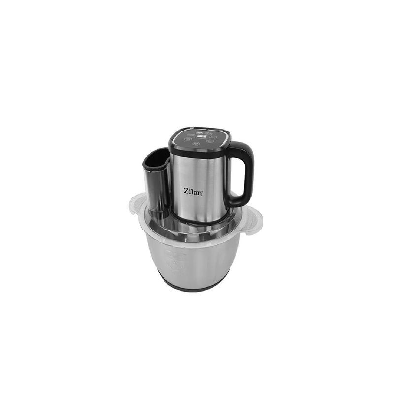 Electronice si Electrocasnice - Electrocasnice bucatarie - Mixere, tocatoare & roboti de bucatarie - Blendere si mini tocatoare - Tocator legume-fructe Zilan ZLN2757 digital multifunctional, Vas inox capacitate 3L, 4 functii presetate, 500W - Infinity.ro