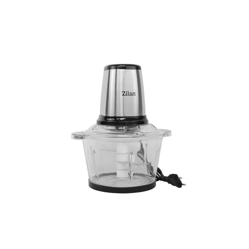 Electronice si Electrocasnice - Electrocasnice bucatarie - Mixere, tocatoare & roboti de bucatarie - Blendere si mini tocatoare - Tocator legume-fructe Zilan ZLN3898 din inox, Vas din sticla capacitate 2L, 2 trepte de viteza + pulse, Putere 400W - Infinity.ro