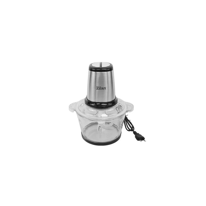 Electronice si Electrocasnice - Electrocasnice bucatarie - Mixere, tocatoare & roboti de bucatarie - Blendere si mini tocatoare - Tocator legume-fructe Zilan ZLN3898 din inox, Vas din sticla capacitate 2L, 2 trepte de viteza + pulse, Putere 400W - Infinity.ro