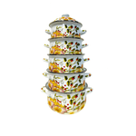 Casa si Gradina - Bucatarie si vesela - Vase pentru gatit - Oale si cratite - Set 5 oale emailate, Longfei Group, 1.8l/3.3l/4l/5.3l/6.4l, Verde/Galben - Infinity.ro