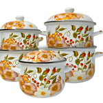 Casa si Gradina - Bucatarie si vesela - Vase pentru gatit - Oale si cratite - Set 5 oale emailate, Longfei Group, 1.8l/3.3l/4l/5.3l/6.4l, Verde/Galben - Infinity.ro