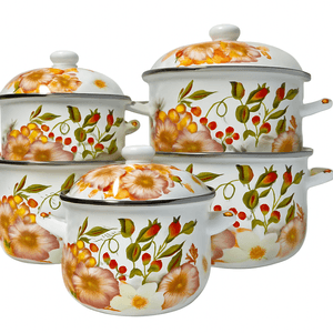 Set 5 oale emailate, Longfei Group, 1.8l/3.3l/4l/5.3l/6.4l, Verde/Galben