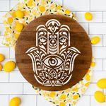Casa si Gradina - Decoratiuni - DIY - Sabloane decorative pereti - Sablon Perete vopsire, tencuiala x0.7mm Hamsa Palm Mandala Refolosibil, model MXSP7143, 100 x 100 mm - Infinity.ro